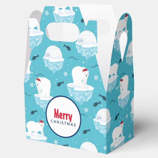 Niedliche Polarbären in Weihnachtsmannmützen Weihn Geschenkschachtel (Geöffnet)