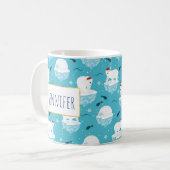 Niedliche Polarbären in Weihnachtsmannmützen Weihn Kaffeetasse (Vorderseite Links)