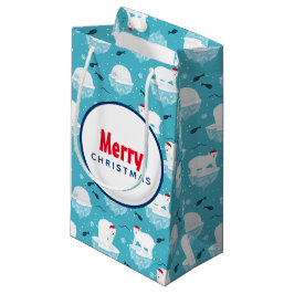 Niedliche Polarbären in Weihnachtsmannmützen Weihn Kleine Geschenktüte