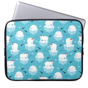 Niedliche Polarbären in Weihnachtsmannmützen Weihn Laptopschutzhülle