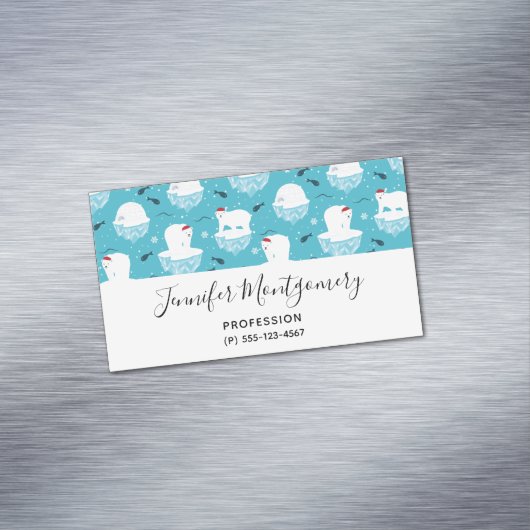 Niedliche Polarbären in Weihnachtsmannmützen Weihn Magnetische Visitenkarte (Beispiel)