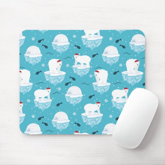 Niedliche Polarbären in Weihnachtsmannmützen Weihn Mousepad (Mit Mouse)