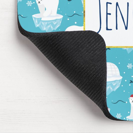 Niedliche Polarbären in Weihnachtsmannmützen Weihn Mousepad (Ecke)