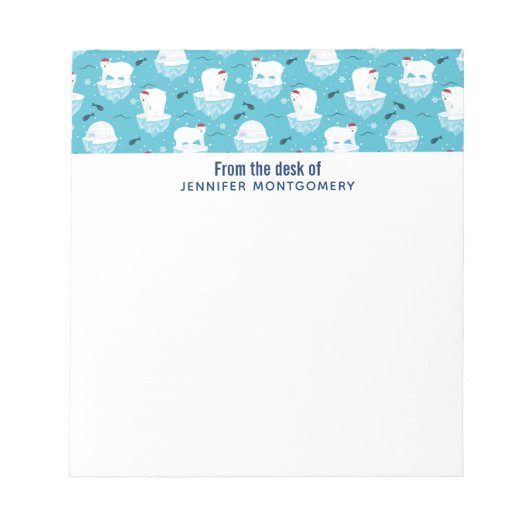 Niedliche Polarbären in Weihnachtsmannmützen Weihn Notizblock (Vorderseite)