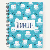 Niedliche Polarbären in Weihnachtsmannmützen Weihn Notizblock (Vorderseite)