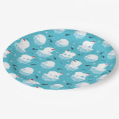 Niedliche Polarbären in Weihnachtsmannmützen Weihn Pappteller (Schrägansicht)