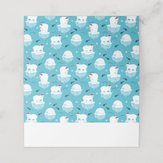 Niedliche Polarbären in Weihnachtsmannmützen Weihn Platzkarte (Außenseite Aufgefaltet)