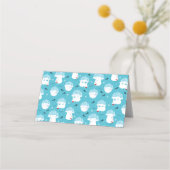 Niedliche Polarbären in Weihnachtsmannmützen Weihn Platzkarte (Rückseite)