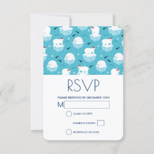 Niedliche Polarbären in Weihnachtsmannmützen Weihn RSVP Karte