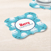 Niedliche Polarbären in Weihnachtsmannmützen Weihn Untersetzer (angewinkelt)