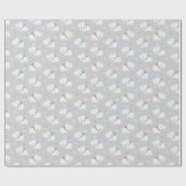 Niedliche Polarbären mit Schals auf hellgrau Geschenkpapier (Flach)