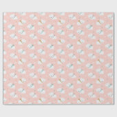 Niedliche Polarbären mit Schals auf hellrosa Geschenkpapier (Flach)