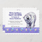 Niedliche polarer Bärn-Baby-Dusche Einladung (Vorne/Hinten)