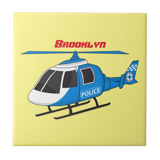 Niedliche Polizeiabteilung Hubschrauber Chopper Ca Fliese (Vorderseite)