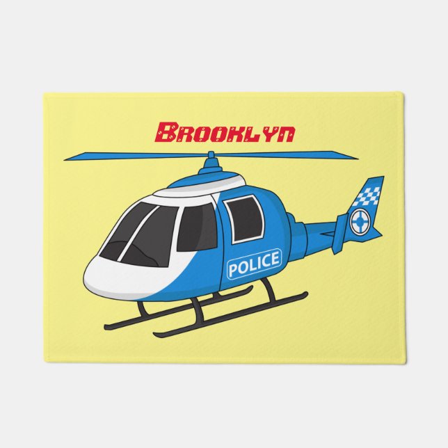 Niedliche Polizeiabteilung Hubschrauber Chopper Ca Fußmatte (Vorderseite)