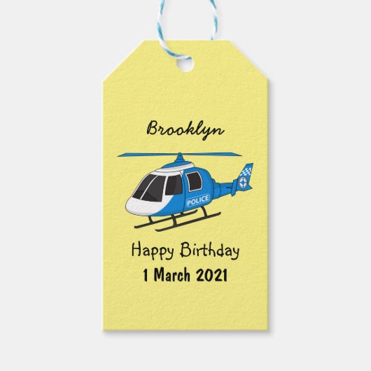 Niedliche Polizeiabteilung Hubschrauber Chopper Ca Geschenkanhänger (Vorderseite)