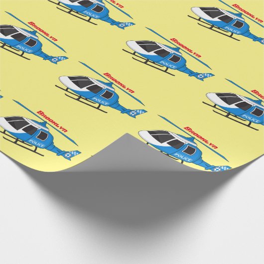 Niedliche Polizeiabteilung Hubschrauber Chopper Ca Geschenkpapier (Ecke)