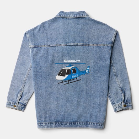 Niedliche Polizeiabteilung Hubschrauber Chopper Ca Jeansjacke (Rückseite)