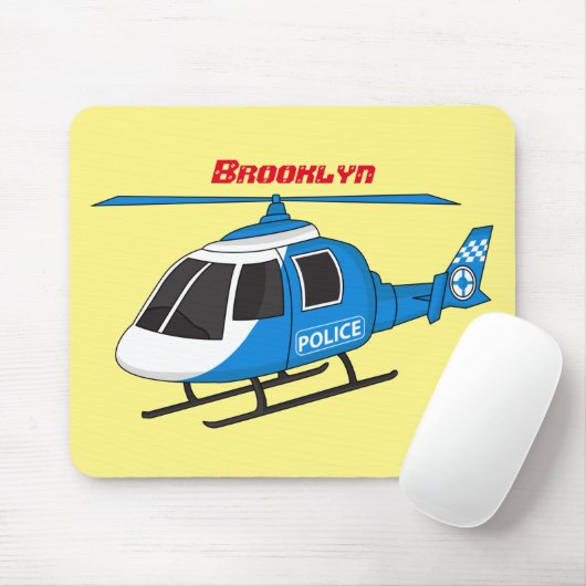 Niedliche Polizeiabteilung Hubschrauber Chopper Ca Mousepad (Mit Mouse)