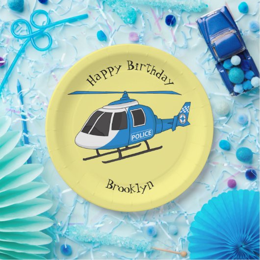 Niedliche Polizeiabteilung Hubschrauber Chopper Ca Pappteller (Party)
