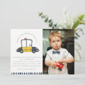 Niedliche Polizeiwagen Rettung Kinder Foto jedes A Dankeskarte (Stehend Vorderseite)