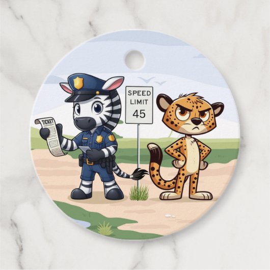 niedliche Polizeizebra und Geparden Geschenkanhänger (Vorderseite)