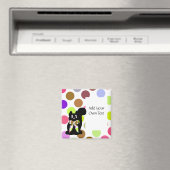 Niedliche Polka Dot Black Kitty Cat Anpassbare Mag Magnet (In Situ (Geschirrspüler))