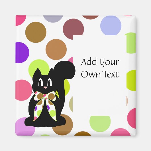 Niedliche Polka Dot Black Kitty Cat Anpassbare Mag Magnet (Vorne)