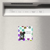 Niedliche Polka Dot Black Kitty Cat Anpassbare Mag Magnet (In Situ (Geschirrspüler))