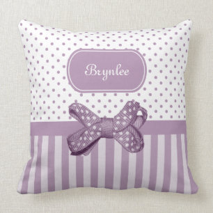 Niedliche Polka Dot Bow Girly Lavendel Streifen un Kissen