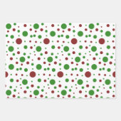 Niedliche Polka dot Christmas Red Green pattern Geschenkpapier Set (Vorderseite 3)