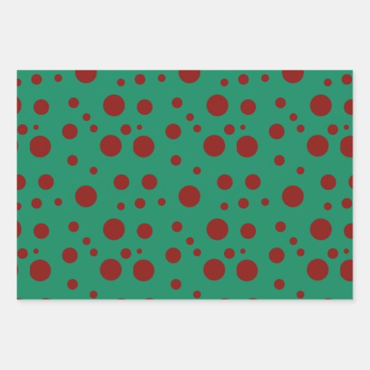 Niedliche Polka dot Christmas Red Green pattern Geschenkpapier Set (Vorderseite 2)