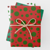 Niedliche Polka dot Christmas Red Green pattern Geschenkpapier Set (Beispiel)