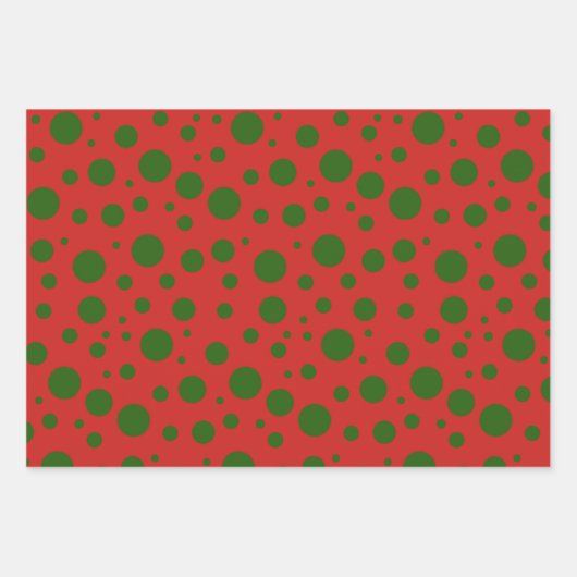 Niedliche Polka dot Christmas Red Green pattern Geschenkpapier Set (Vorderseite)