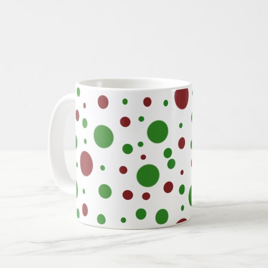 Niedliche Polka dot Christmas Red Green pattern Kaffeetasse (Vorderseite Links)