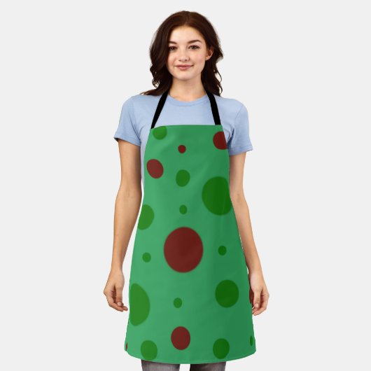 Niedliche Polka dot Christmas Red Green pattern Schürze (Getragen)