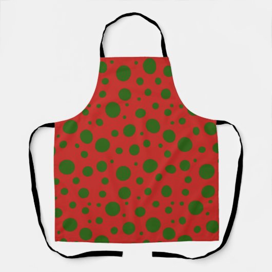 Niedliche Polka dot Christmas Red Green pattern Schürze (Vorderseite)