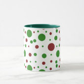 Niedliche Polka dot Christmas Red Green pattern Tasse (Zentrum)