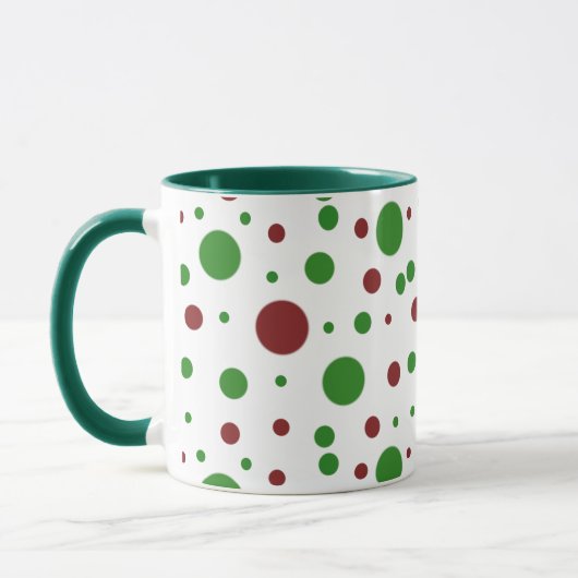 Niedliche Polka dot Christmas Red Green pattern Tasse (Links)