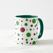 Niedliche Polka dot Christmas Red Green pattern Tasse (VorderseiteRechts)
