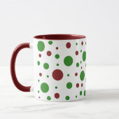 Niedliche Polka dot Christmas Red Green pattern Tasse (Links)