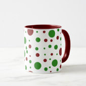 Niedliche Polka dot Christmas Red Green pattern Tasse (VorderseiteRechts)