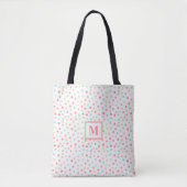 Niedliche Polka-Dot-Monogramm in Rosa, Blau und Gr Tasche (Vorderseite)