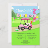 Niedliche Polka Dot Pink Girly Golf Einladung (Vorderseite)