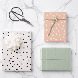 Niedliche Polka Dot Soft Color Pastel Minimal Geschenkpapier Set