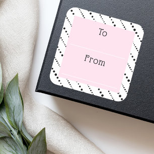 Niedliche Polka Dot Streifen Schwarz-weiß rosa bis Quadratischer Aufkleber