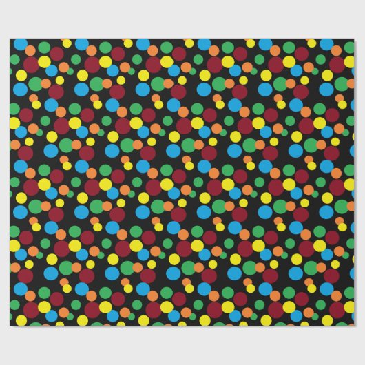 Niedliche Polka Dots auf Black FUN Geschenkpapier (Flach)