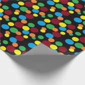 Niedliche Polka Dots auf Black FUN Geschenkpapier (Ecke)
