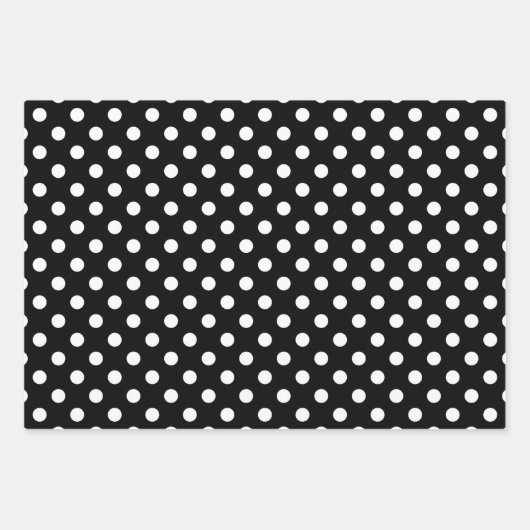Niedliche Polka Dots Muster Schwarz-Weiß Minimalis Geschenkpapier Set (Vorderseite)
