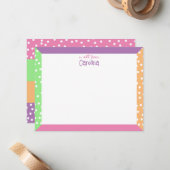Niedliche Polka Dots & Pastel Frame Girly Statione Mitteilungskarte (Vorderseite/Rückseite Beispiel)